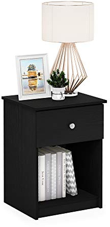 Furinno Tidur Nachttisch mit einer Schublade, Schwarze Eiche, 2er Set