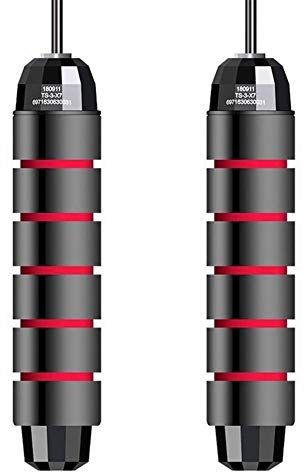 DLRSET Universalseil -Springseil, Gewichtlager Fitness Ohne Aufzug mit Kugellagern Fast Jump Rope Schaum Griff Springseil (Color : Black red)