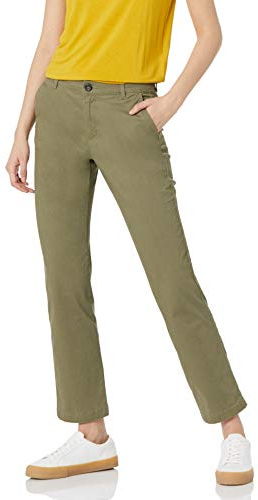 Amazon Essentials Women's Slim Fit, Straight Leg Mid-Rise Stretch Twill Chino Pant, Washed Olive, 6