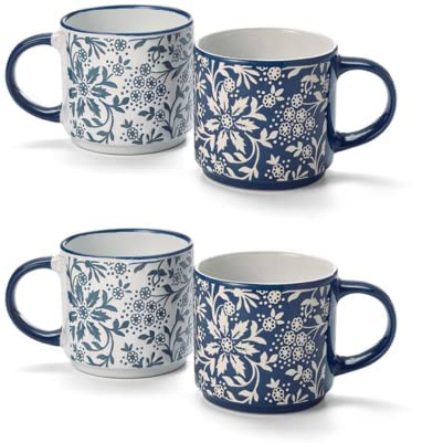Cha Cult 2 X NEU teemando® Becher Karolina Keramik mit Relief, 2-fach sortiert, stapelbar 0,32 l = 4 Becher