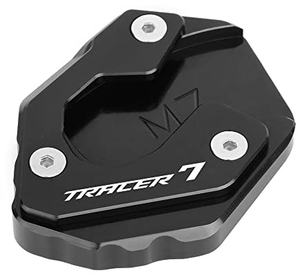 CXEPI Motorrad Seitenständer Vergrößern Fuß-Verbreiterung Ständer Platte Pad für Tracer 7 TRACER 7GT 2020 2021 2022 2023,Schwarz