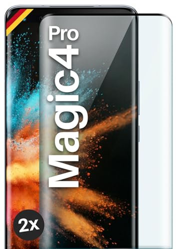 moex Full Screen Protective Glass Compatible with Honor Magic4 Pro - Screen Protector Rimless, Full Screen, Curved 3D Protective Glass Film, Clear, 2 x Black