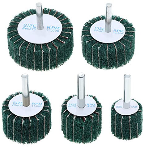 Be In Your Mind 5pcs Tampon de Ponçage à Lamelles en Polaire Grossière 120 Grain 6mm Disque de Ponçage en Fibre de Nylon Tampon à Récurer Abrasif pour Outil Rotatif 25/30/40/50/60mm, Vert