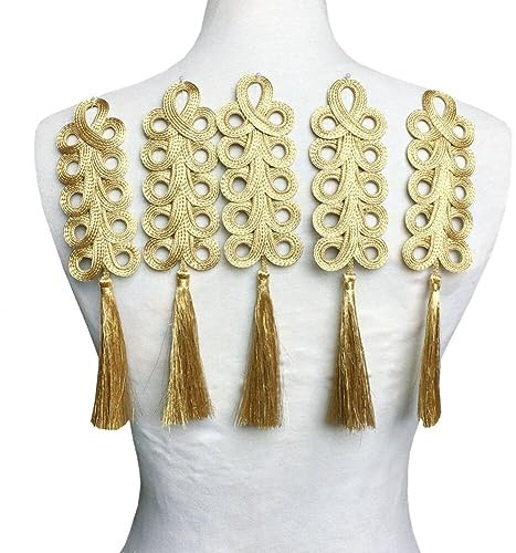 Gold Chinesischer Knoten Quaste Barock Kordel Stickerei Applikation Fransen Aufnäher Aufnäher für Kleidung Retro Kleidung Applikationen