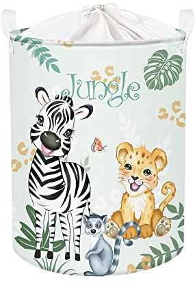 Clastyle Waldtier Aufbewahrungskorb Blatt Kleidung Wäschekorb Bad Aufbewahrungsbox für Eltern Organize Spielzeug Buch, Zebra Leopard, 40x50 cm | 63 l Aufbewahrungskorb für Spielzeug, Kleidung, platzsparend, faltbar, Aufbewahrungsbox mit Deckel