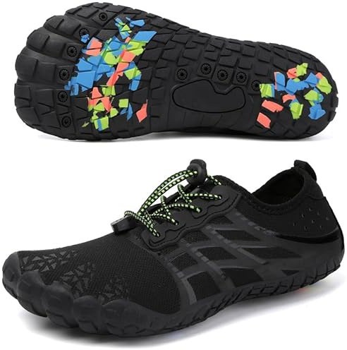 Unisex Zapatos Descalzos Hombre Mujer Zapatos de Agua Hombres Mujeres Barefoot Zapatillas Outdoor Secado Rápido Surf Calzado para Yoga Playa Transpirable Ligero y Antideslizante(Negro 43EU)