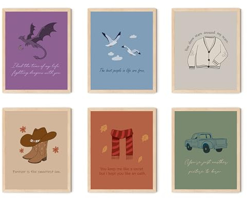 TwoDays Taylor Music inspirierte Poster, Era-Album, Wandkunst für Fans, Songtext, Raumdekoration für Schlafzimmer, 20,3 x 25,4 cm, 6 Stück, ungerahmt