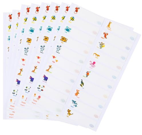 craspire 640 Stück Flaschenetiketten, Kindertagesstätten-Etiketten, Tier, Tiger, Krake, Känguru, Wasserfest, Namensaufkleber, Selbstlaminierend, Beschreibbares Papier, Namensschilder, Aufkleber