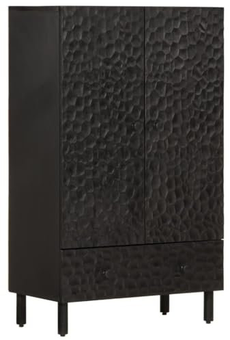 vidaXL Highboard, Hochschrank mit Stauraum Tür, Kommode für Wohnzimmer Schlafzimmer, Sideboard Schrank, Modern, Schwarz Massivholz Mango