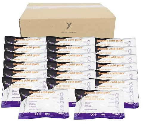 Lightning X Lot de 20 compresses froides instantanées | Premiers secours d'urgence pour blessures | 11,4 x 17,8 cm | 100 g chacun