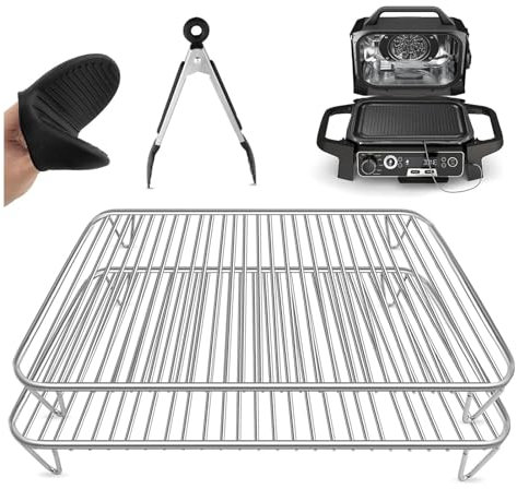 2 Pièces Grille Antiadhésif pour Ninja Woodfire Barbecue Électrique & Fumoir, Accessoires de Gril Compatible avec Ninja Woodfire OG701EU Gril Extérieur, Lavable au Lave-vaisselle (2PCS)