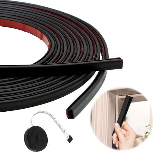 SPOKKI 6m D-Profil Joint, Joint Porte Entree, Joint Isolation Phonique Porte, Joint Porte Voiture, Cadre de Porte Fenetre Voiture Isolation Phonique Remplacement (Noir)