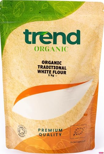 Trend Organic Traditional White Flour 1kg - Premium Source of Carbohydrates and Protein - Ideal for Baking Bread, Cakes & Pastries - Certified Organic, Vegan, Non-GMO, No Additives, No Preservatives