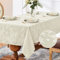 Romanstile Tischdecke abwaschbar 140x240 Creme Weihnachten rechteckig Luxuriös Jacquard-Damast Muster wasserabweisend Tischtuch Table Cloth für Geburtstag,Feste,Silvester,Party,Jahrestag,Restaurant