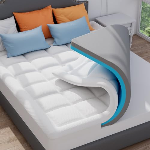 ELEMUSE Matratzen Topper 160x200cm, H3 H4 Gel Topper mit Waschbarem Flauschigem Bezug und Gelschaum, 10CM