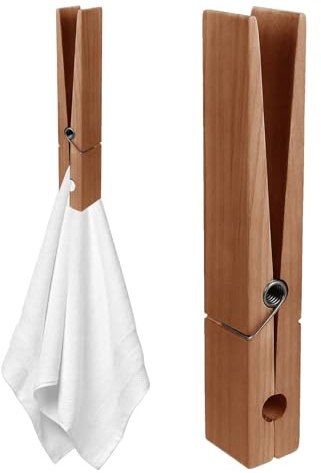 Grand Support de Serviette à Pinces à Linge, Grand Porte-Serviette de Salle de Bain Clips avec Printemps - Large Gamme d'applications, Grands Clips à vêtements en Bois Économie d'espace et Robuste