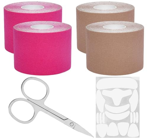 4 Rotoli Di Nastro Di Sollevamento Del Viso, 1 Set Di Patch Di Faccia Antirughe E 1 Pezzo Di Forbici, Strumenti Per La Cura Del Viso, Accessori Di Bellezza.