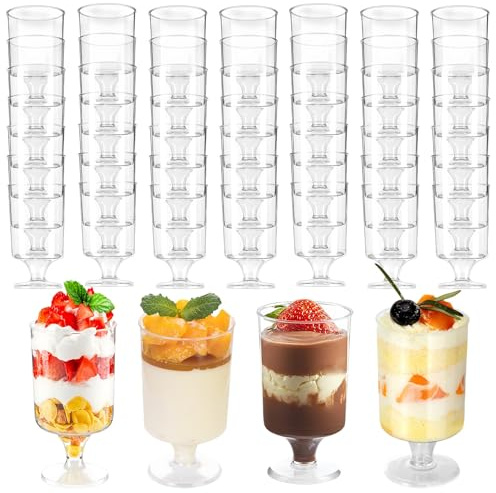 WEELOO Mini Dessert Cups, Reusable 50 Pcs Small Mousse Pots | Transparent Pudding Pots Jelly Jars Reusable Serving Bowl Tall Glasses Clear Cups