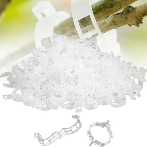 300 Pièce Clip en Plastique sécurisé pour Plantes, Clips Support pour Attacher Les Plantes de jardin, Plant Support Clips, Attache Tomate pour Les légumes Tomate Vigne tiges de Croissance (300Blanc)