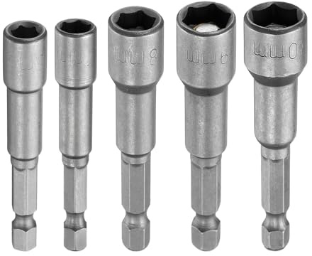 QUARKZMAN Sechskantmutter-Schraubendreher-Bohrer-Bit 6/7/8/9/10mm Metrisch 6-Punkt-Steckdose 1/4 Sechskantschaft CR-V Stahl Bolzensteckdosen für Schlagbohrmaschinen, 2,56 (65mm) Lang