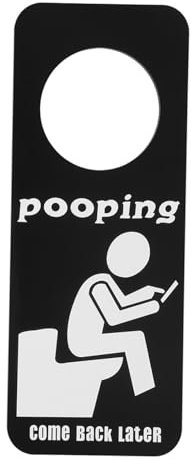 POPETPOP Panneau Porte De Salle De Bain « Occupé » Humoristique Noir, Indicateur D’occupation Suspendu Compatible Toutes Poignées, Matériau Robuste Pour Toilettes Et Wc Publics