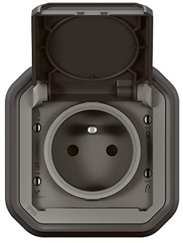 LEGRAND Plexo Standard-Steckdose, Anthrazit, unterputz, IP55 wasserdicht, gegen Staub und Wasserspritzung, IK08, komplettes Produkt, fertig zum Installieren