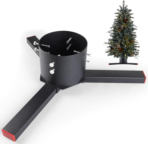 EFUTURETIME Pied de Sapin de Noël Réglable Ø8-14cm, Support Sapin de Noel Métal Amovible pour Vrais Sapins 160-260cm, Support de Base de Sapin de Pin pour en Extérieur et en Intérieur, Noir