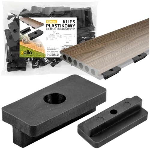 ZOLTA 50x Montageclips für WPC Terrassendielen H=8 mm – Kunststoff Befestigungsclips unsichtbar UV-beständig schwarz 6 mm Fugenabstand – für Holz & Kompositdielen – Terrassenklammern inkl.