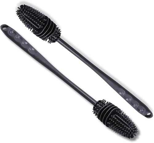 PARENCE.- Set di 2 Spazzole Multiuso in Silicone per la Pulizia - 28x3 cm | Ideale per bottiglie Bottiglie - manico lungo, 2 pezzi