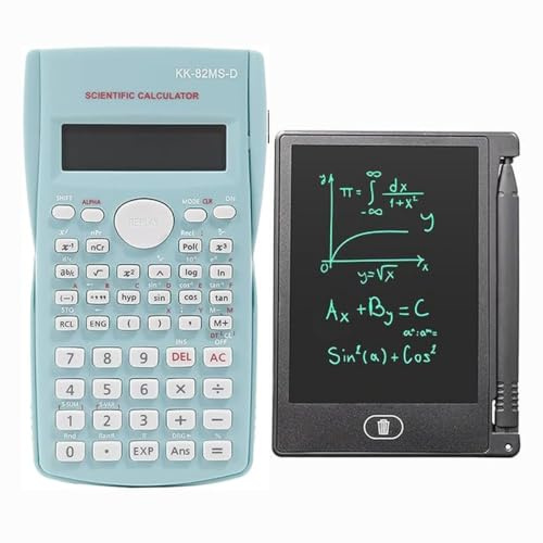 KK-82MS-B/KK-82MS-D Calculatrice Scientifique Portable avec écran LCD de 4,4 Pouces et Bloc-Notes effaçable, Bloc-Notes de calculateur Portable Professionnel pour Le Bureau et l'école (Vert)