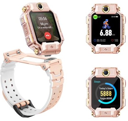 imoo X10 Kinder Smartwatch mit GPS,5MP+8MP Flip-Dual Kamera,abnehmbar Rosa | Kinderuhr Mädchen,1GB + 32GB,4G HD Videoanruf,1.6,Anti-Shake,IP68 Schwimmen wasserdicht,SOS,14 Tage Tracker,10 Sportmodelle