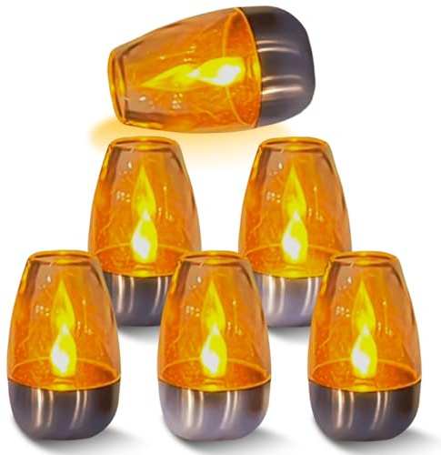 BAIFULAI 6 candele a LED a energia solare, per esterni, impermeabili, tremolanti, per esterni, resistenti alle intemperie, giardino, terrazza, balcone, decorazione solare per esterni