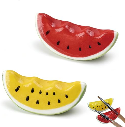 Homelytic Ceramic Watermelon Makeup Brush Holder, Premium Multi-Purpose Organizer for Nail Art Tools, Eyeliners, Eyebrow Pens, Red and Yellow, Easy to Clean