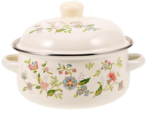 JECOMPRIS Pentole Smaltate per Induzione, Casseruola Smaltata in Smalto, Pentola per Stufato e Zuppa, Manico Comodo, Antiaderente, per Cucina di Casa