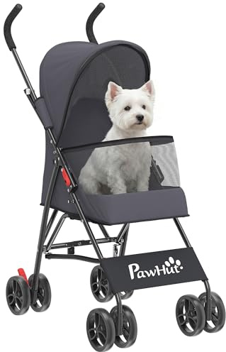 PawHut Hundewagen klappbarer Haustierbuggy für kleine Rassen, Dunkelgrau