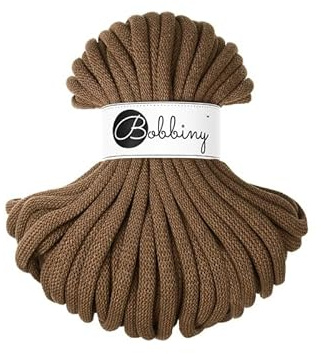 Flechtkordel Jumbo - 9mm - Baumwollkordel Baumwollgarn Garn Kordel Makramee Schnur Kordelband Natur Baumwolle DIY-Basteln 30m - Nut Brown