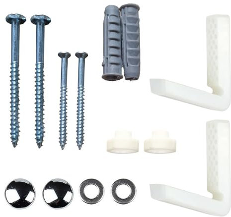 VeeBath Essentials Angled Floor WC Toilet Pan/Bidet Fixing Bolts, Repair Bracket and Screws Bathroom Fitting Kit
