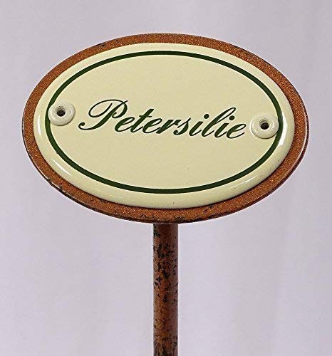 linoows Kräuterschild Kräuterstecker Emaille, Petersilie, Erdspieß 25 cm
