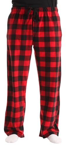 #FollowMe 45902-1A-L Polar Fleece Pajama Pants for Men/Sleepwear/PJs, Red Buffalo Plaid, Large