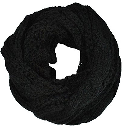 Femme écharpe Tube foulard Cercle Tubulaire Écharpe en Grosse Maille Chaude Automne-Hiver unisexe ,Taille unique,Noir