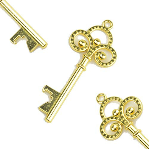 Makhry 50pcs Vintage Skeleton Key Bottle Openers Beer Partners Place Card Keys Wedding Party Favor For Anniversary Graduation Party (Antique Gold)
