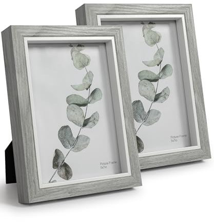 Afuly 7x5 Photo Frames Wooden Picture Frames Wedding Photo Frame 5x7 Picture Frame Wall Frames for Living Room Brithday Christmas Gifts for Family Friends Women Couple 2 Pack