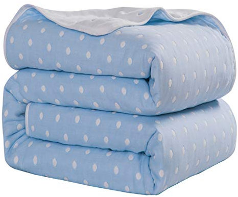 Hayisugal Kuscheldecke zweiseitig Tagesdecke Bettüberwurf 100% Baumwolle Kinder Überwurf Decke Baumwolldecke Bunte Decke Kinder Bettdecke Decken Winter Decke Sofa Decke, Blau Punkt, 120 x 150cm
