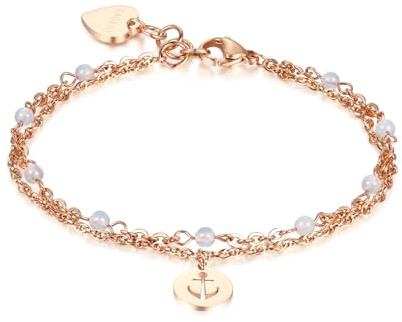 S'Agapõ Bracciale Donna in Acciaio e Pietre Naturali con Simbolo Ancora | Collezione Haiti - SHT56