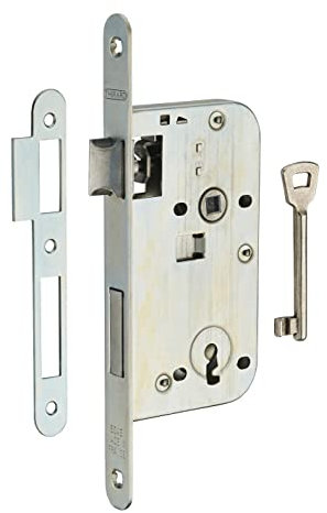 THIRARD - Serrure encastrable à clé pour porte de chambre, axe 50mm, bouts ronds, zingué, 1 clé