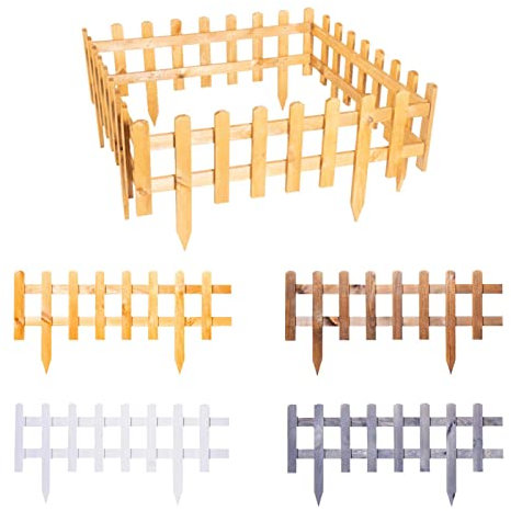 BooGardi Steckzaun Holz Dunkelbraun 40 x 93,5 cm · in vielen Größen/Farben · Beetumrandung für Blumenbeet/Gemüsebeet · Vor-Gartenzaun · Rasenkante