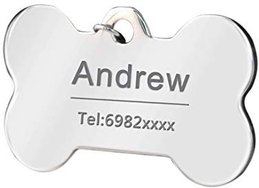 LIANYG Hundemarke 2 stücke Customized Dog ID Tag Edelstahl für kleine Hunde Anti-Lost Dog Tag Gravierte Haustiername Telefonnummer ID Tags 4 641 (Color : Yinsegutou, Size : Samll)