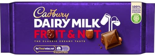 Cadbury Dairy Milk Fruit & Nut Bar, Classic Chocolate Delight, 180 g (Pack of 1)