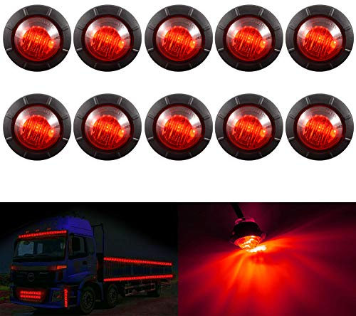 KATUR 3/4 runde LED Vorne Hinten Seitenmarkierungsanzeigen Licht wasserdichte Kugel Abstand Licht 12V für Auto(Rot)