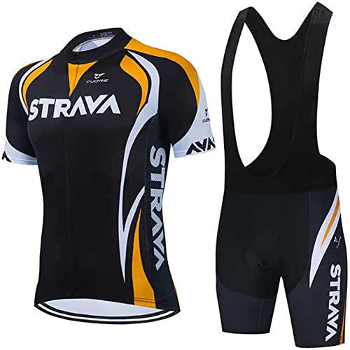 Hombre Conjunto Ropa de Ciclismo para Verano, Maillot Manga Corta de Bicicleta, y Culotte Ciclismo Transpirable, Secado Rápido.Traje de Ciclismo Hombre de Equipos Profesionales. (XL,7)